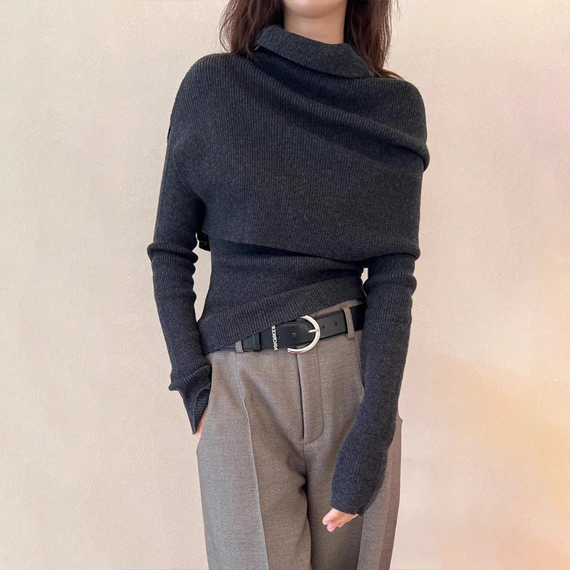 Dame elegant rullekragegenser med asymmetrisk snitt Skjora