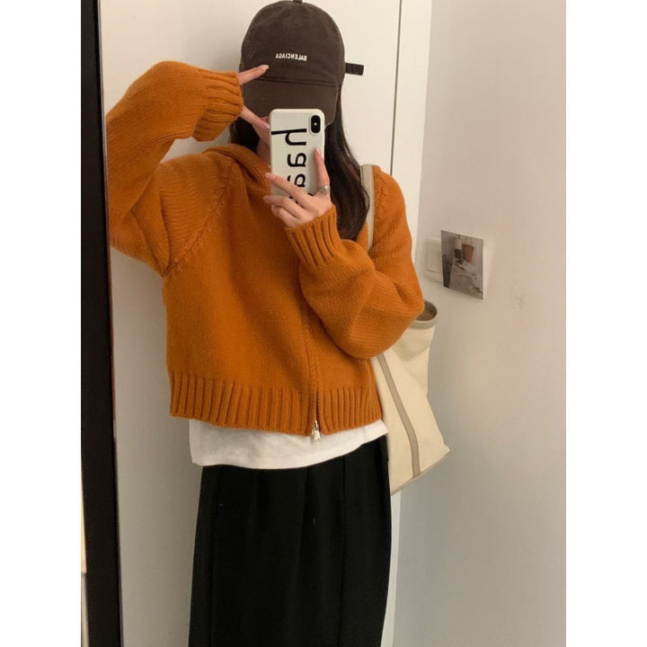 Kvinne Snuggly Hoodie Cardigan med Glidelås og Store Lommer Skjora