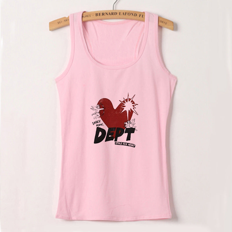 Dame ermeless Camisole med iøynefallende grafisk design Skjora
