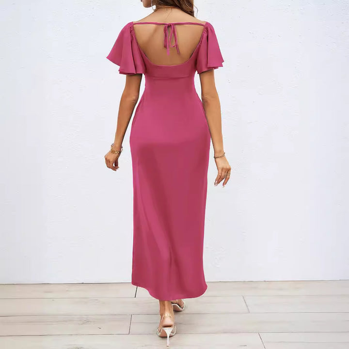 Damer Elegant Off-Shoulder Maxi Kjole med Elastisk Skjørt og Volangdetaljer Skjora