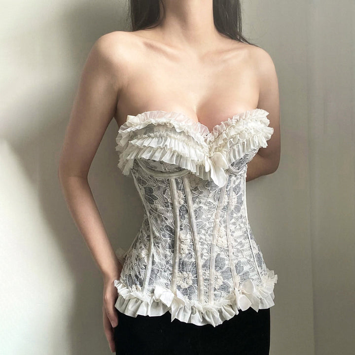 Dame Blonder-Bustier med Volangdetaljer Skjora