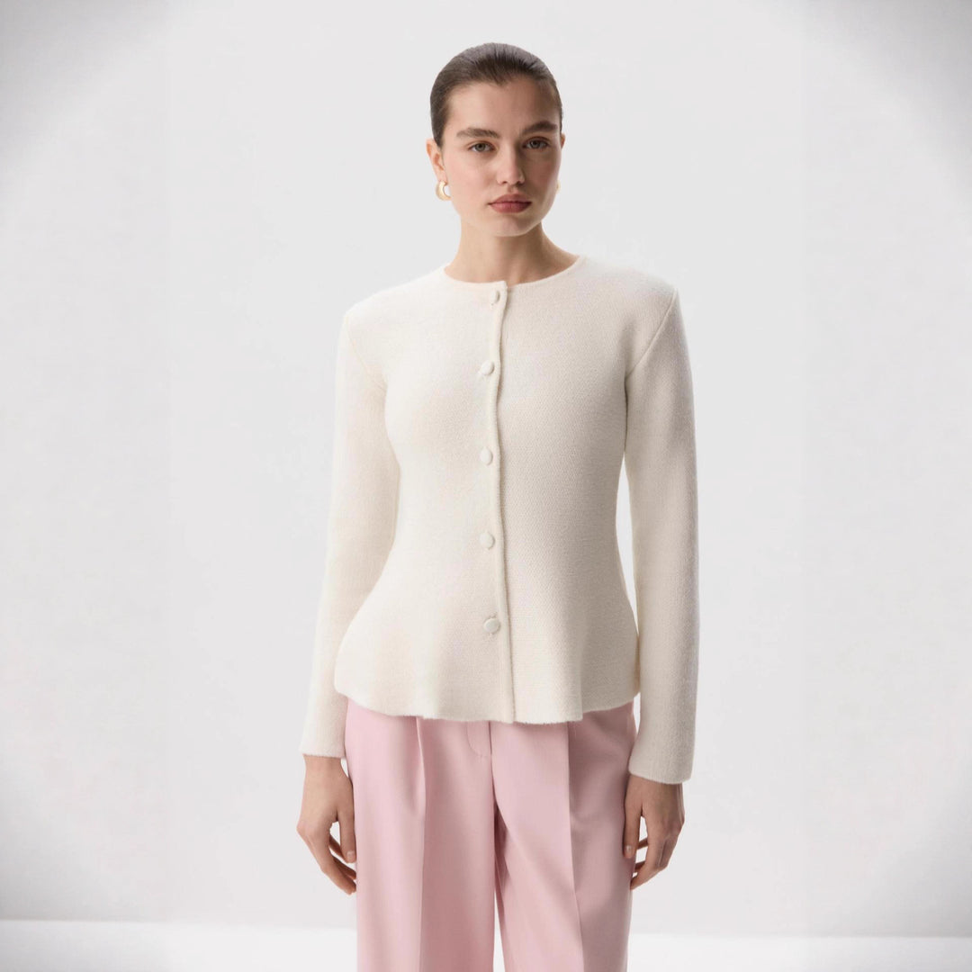 Damer elegant cardigan med teksturdesign og figurtilpasset snitt Skjora