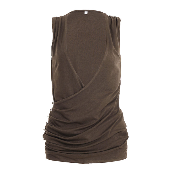 Dame elegant jumpsuit med dyp V-hals og flytende materiale Skjora