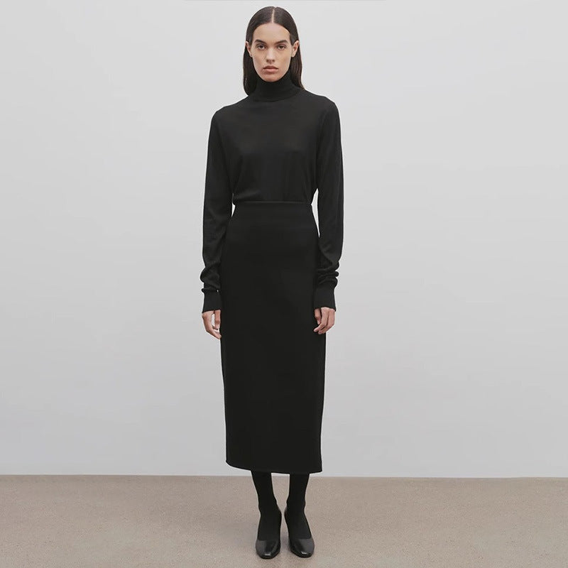 Dame elegant maxiskjørt med høy midje og minimalistisk silhuett Skjora