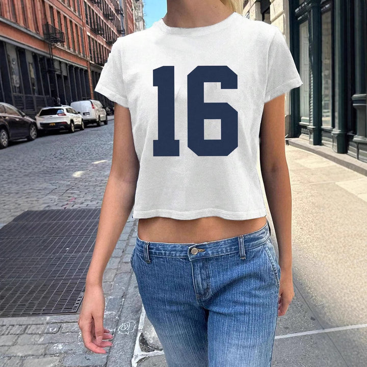 Damer Crop-T-skjorte med kunstnerisk blodtrykksdesign Skjora