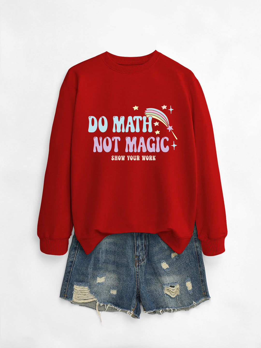 Dame avslappet sweatshirt med inspirerende matematikkmotiv Skjora