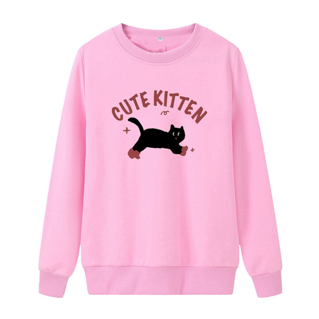 Damegen Sweatshirt med kattemotiv Skjora