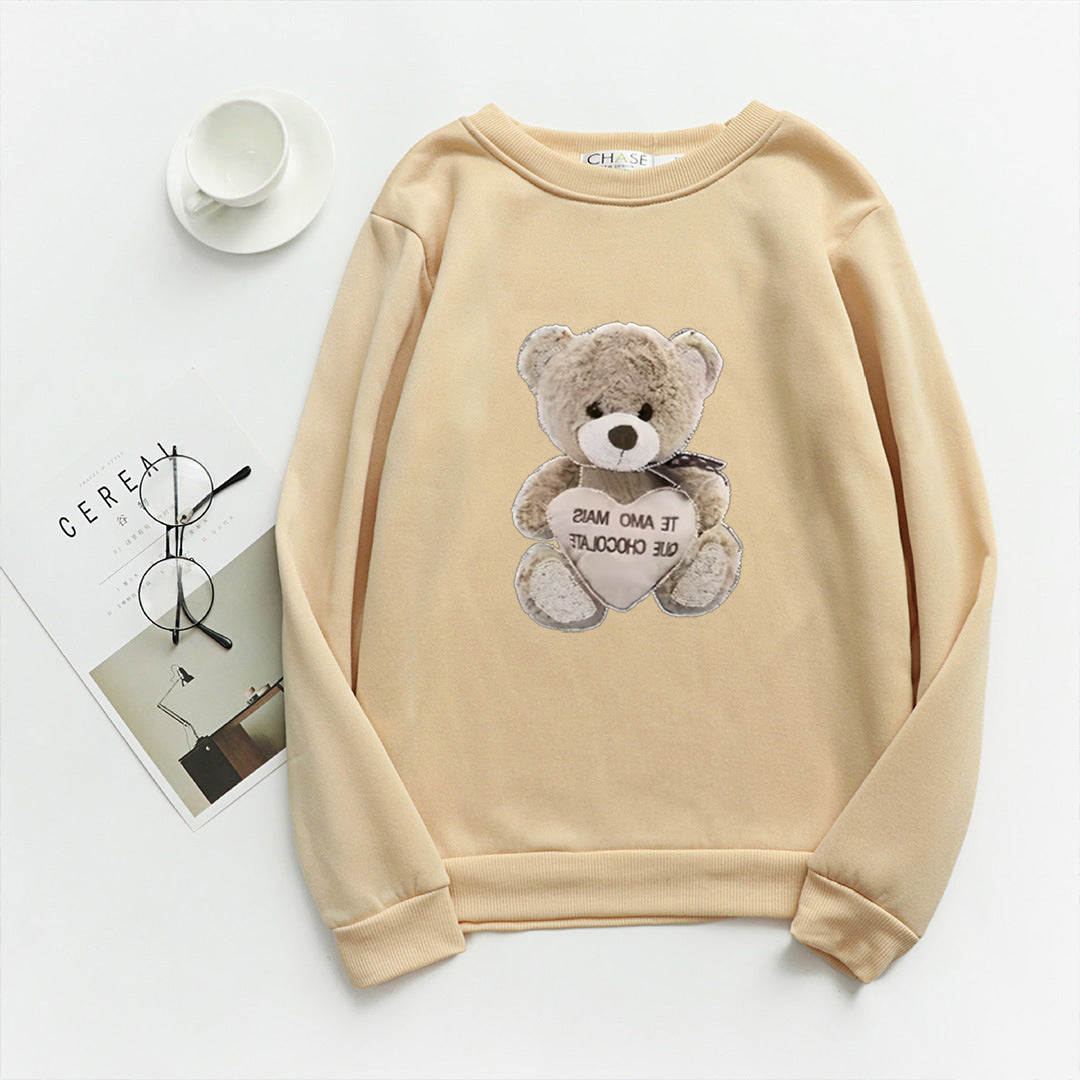 Damegen Sweatshirt med brodert bjørnemotiv Skjora