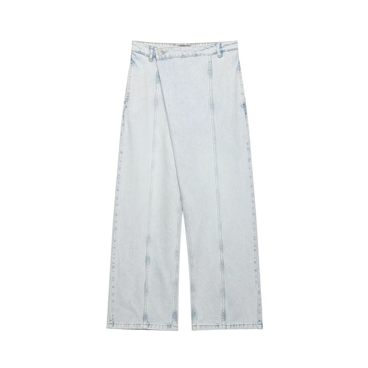 Dame vide High-Waist jeans med dekorative sømmer og avslappet snitt Skjora