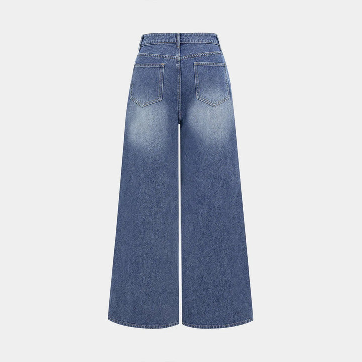 Dame moteriktig høy midje jeans med vid ben Skjora