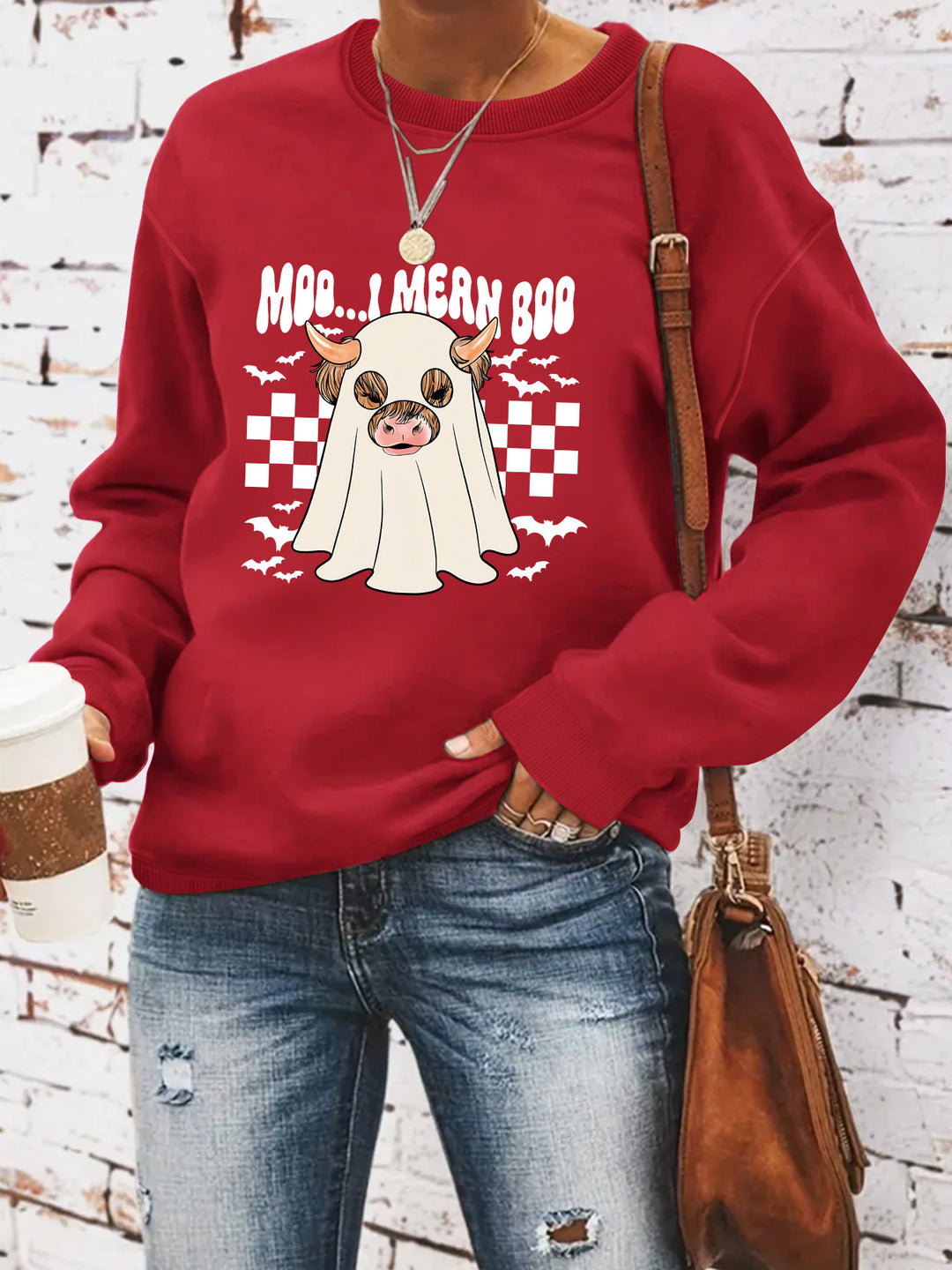 Dame sweatshirt i munter Halloween-design Skjora