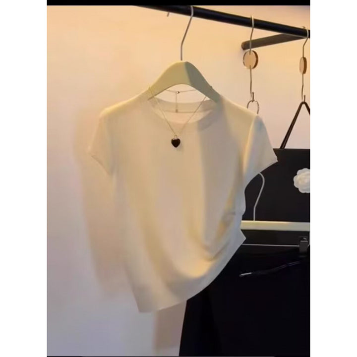 Kvinners casual kortermet strikket skjorte Skjora