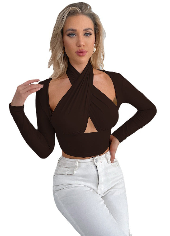 Dame Cropped Top med innovativt innviklingsdesign Skjora