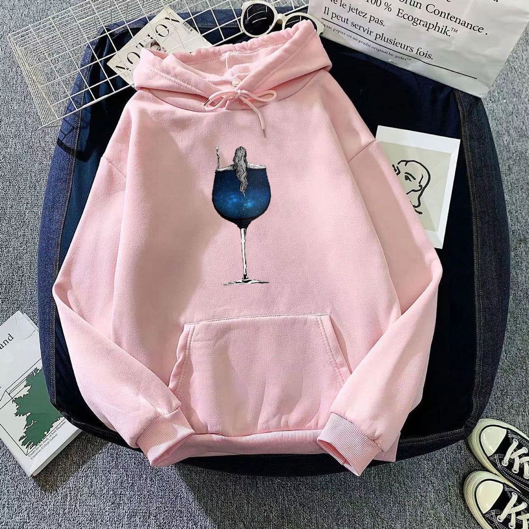 Dame hettegenser med kreativ cocktailmotiv Skjora