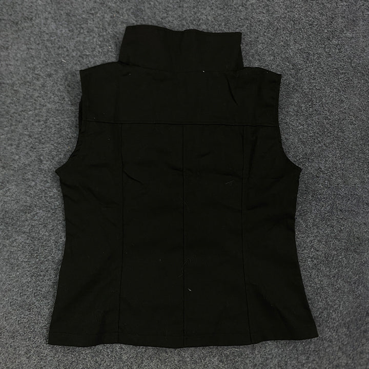 Dame Fashion Bluse Vest med asymmetrisk krage og knapplukking Skjora