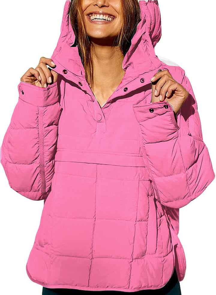 Kvinne Plus Size Polstret Jakke med Hette Skjora
