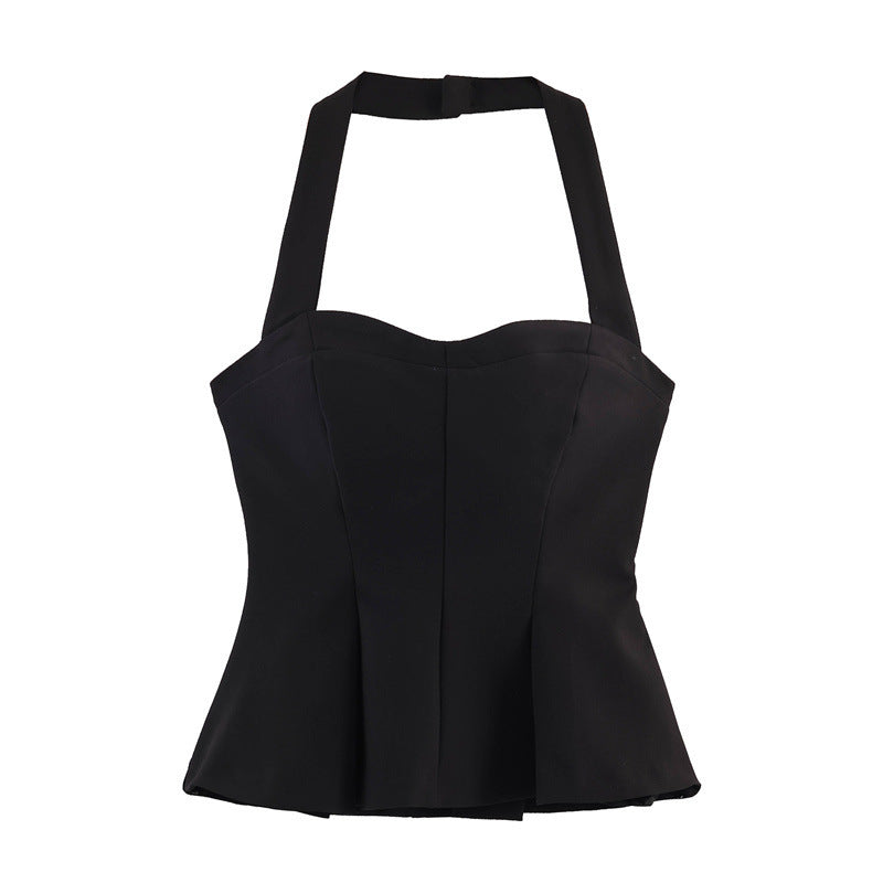 Damer Chic Haltertop med figursydd snitt og raffinert volang Skjora