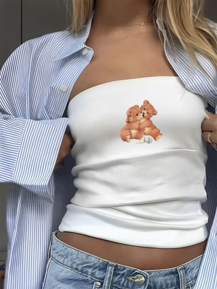 Dame Bandeau-overdel med sportslig Frankrike-design Skjora