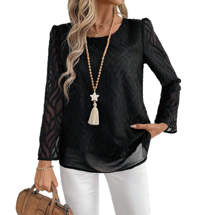 Damer Elegant Transparent Bluse med Bølge Mønster Skjora