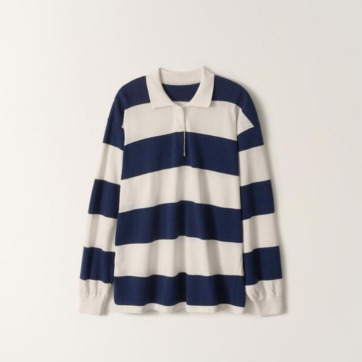 Dame Løs Polo skjorte med stripete design og lang arm Skjora