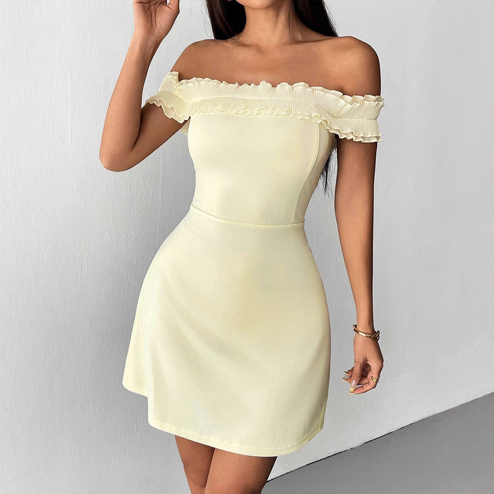 Dame Off-Shoulder Kjole med Volanger Skjora