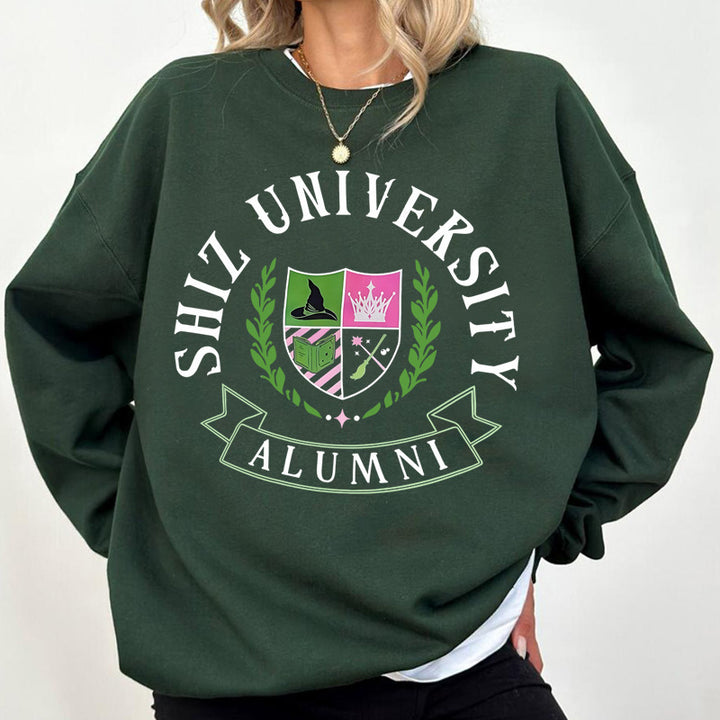 Dame Oversized Sweatshirt med universitetsemblem og avslappet snitt Skjora