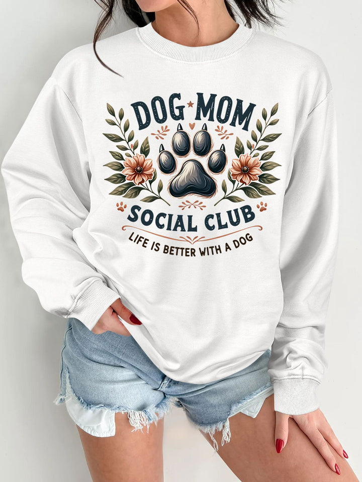 Kvinne sweatshirt med trendy hundemotiv og forbedret trykk Skjora