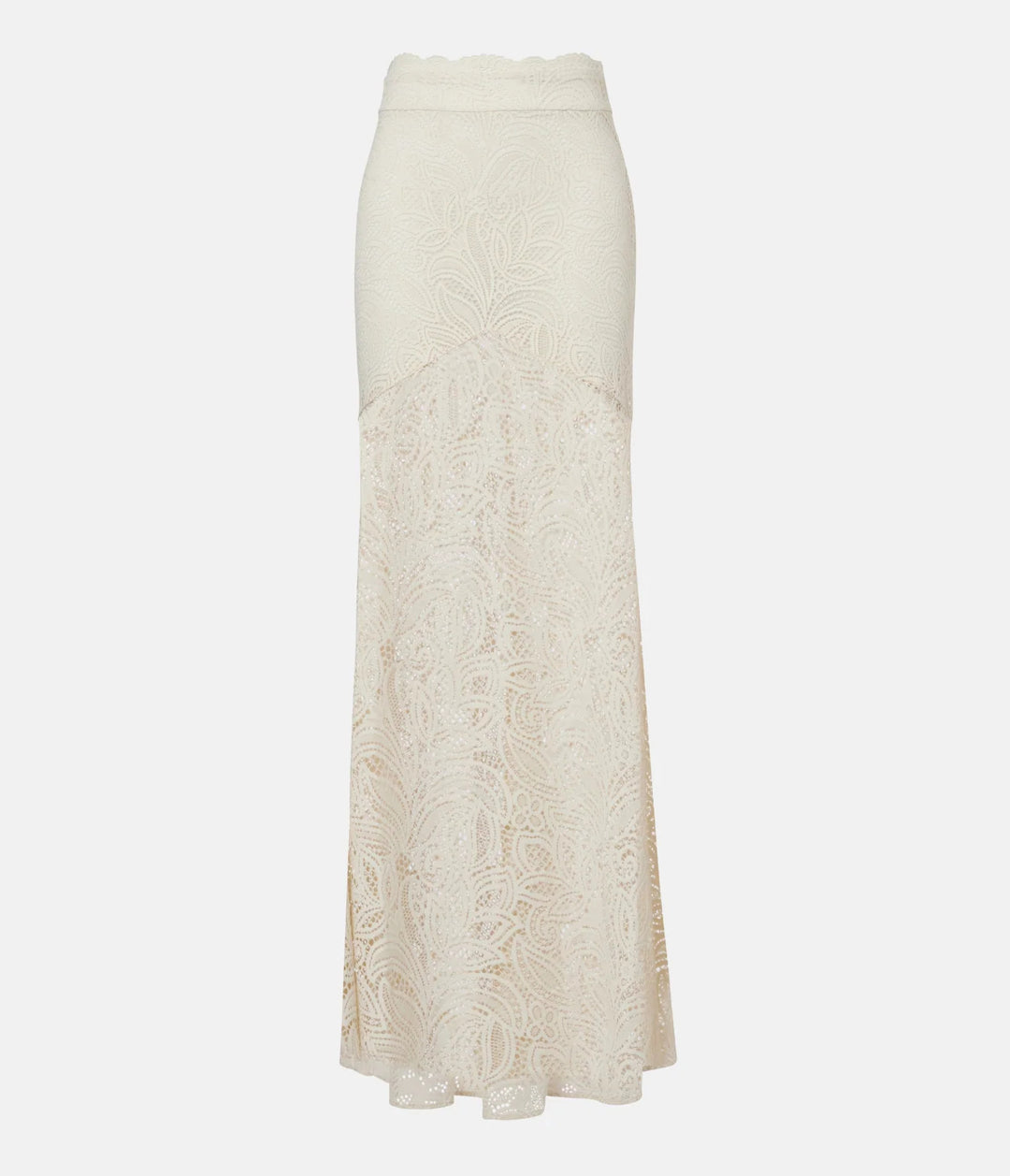 Dame blonde skjørt med høy midje og floral broderi Skjora