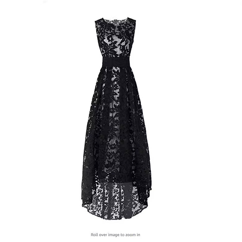 Kvinnes blonde maxi kjole med elegant lang overlegg og blomsterdetaljer Skjora