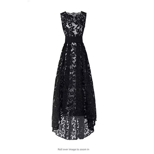 Kvinnes blonde maxi kjole med elegant lang overlegg og blomsterdetaljer Skjora