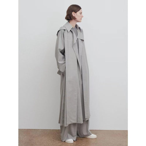 Dame Lang Oversize-Trenchcoat med bred krage Skjora