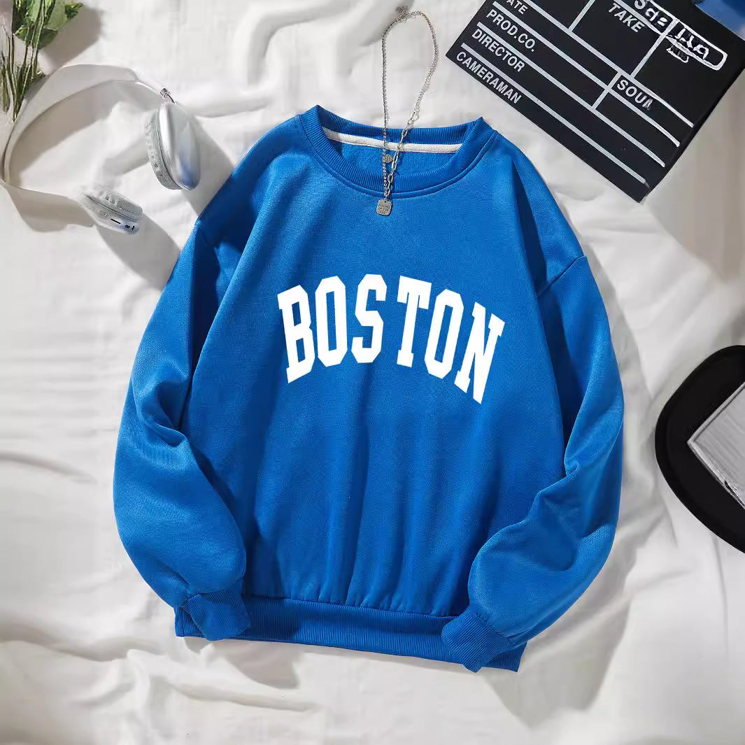 Dame avslappet sweatshirt med Boston-print Skjora