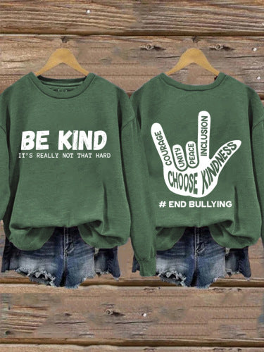 Dame sweatshirt med positiv melding og kreativ hånddesign Skjora