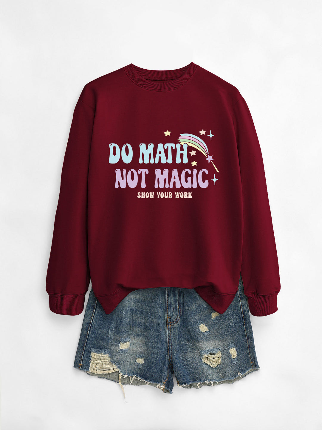 Dame avslappet sweatshirt med inspirerende matematikkmotiv Skjora