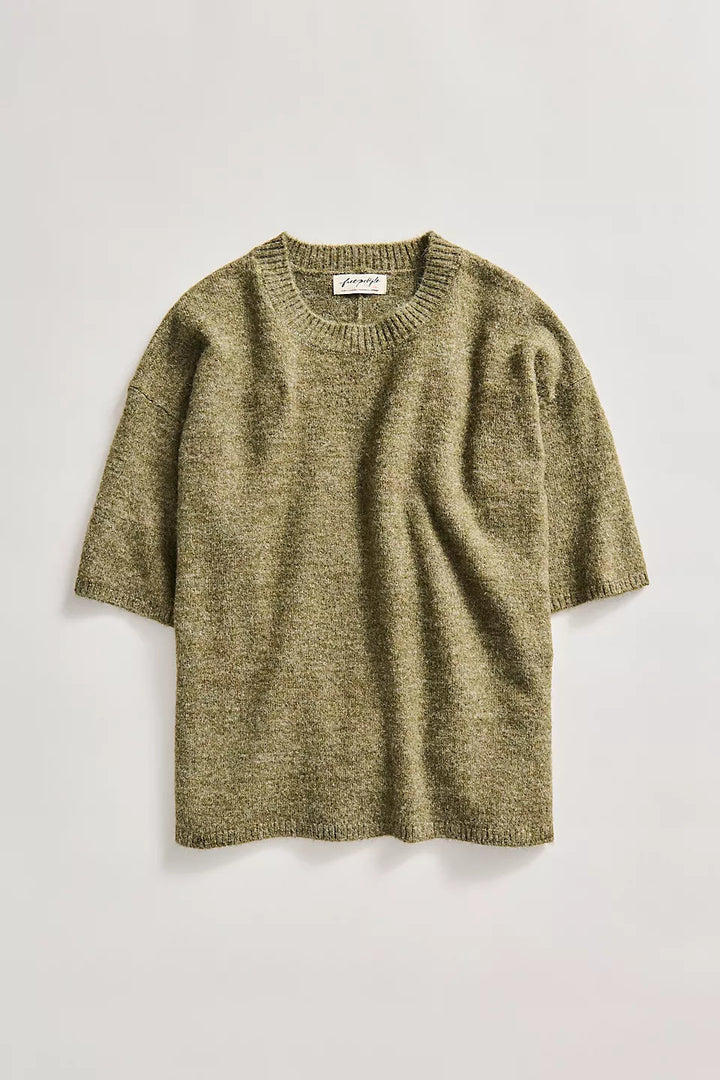 Dames Oversized Trui met Elegante Netmouwen en Delicaat Borduursel Patroon Skjora
