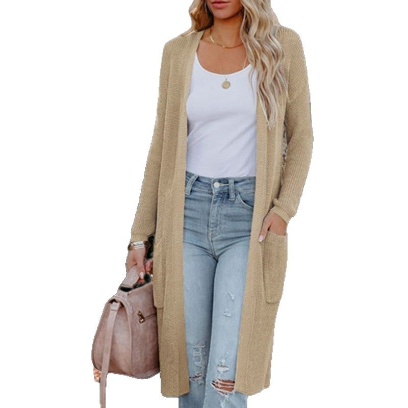 Damer lang cardigan i elegant design med praktiske lommer Skjora
