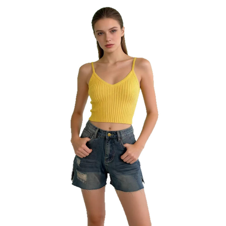 Damer casual jeansshorts med frynset avslutning og sidelapp Skjora