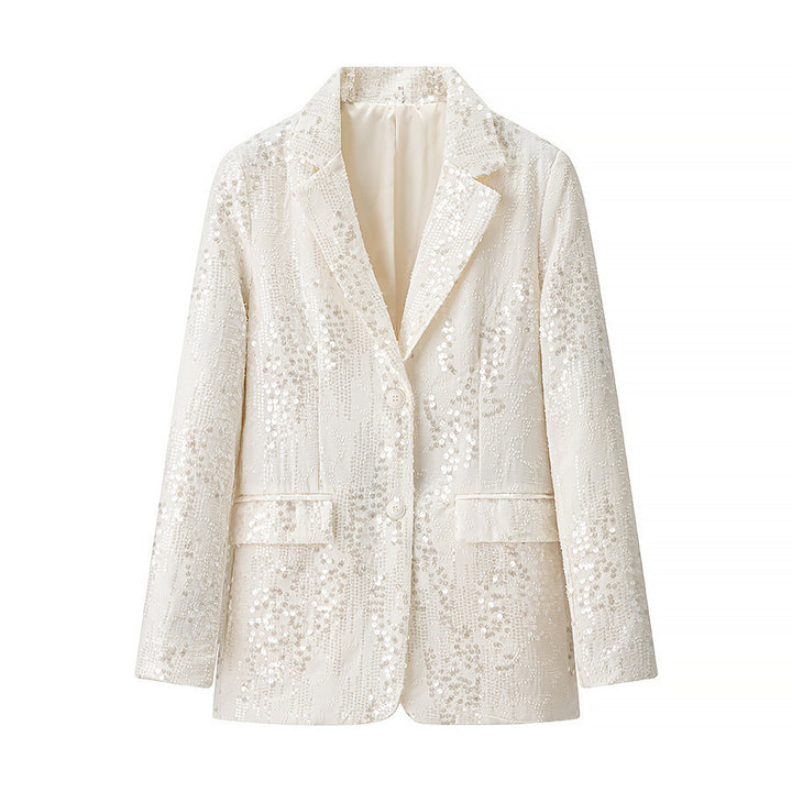 Kvinner Elegant Paljett Blazer Jakke i Fashionable Design Skjora