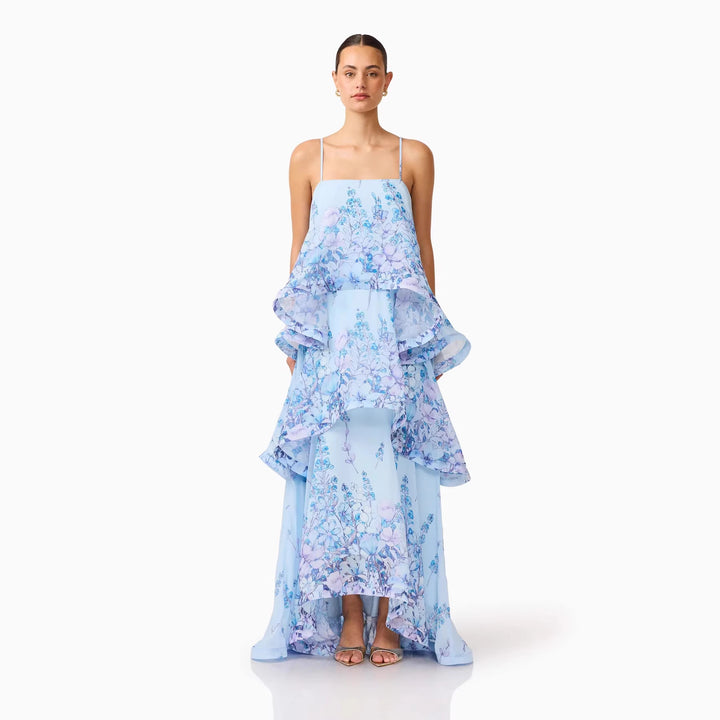 Kvinne maxi dress med volanger detaljer Skjora