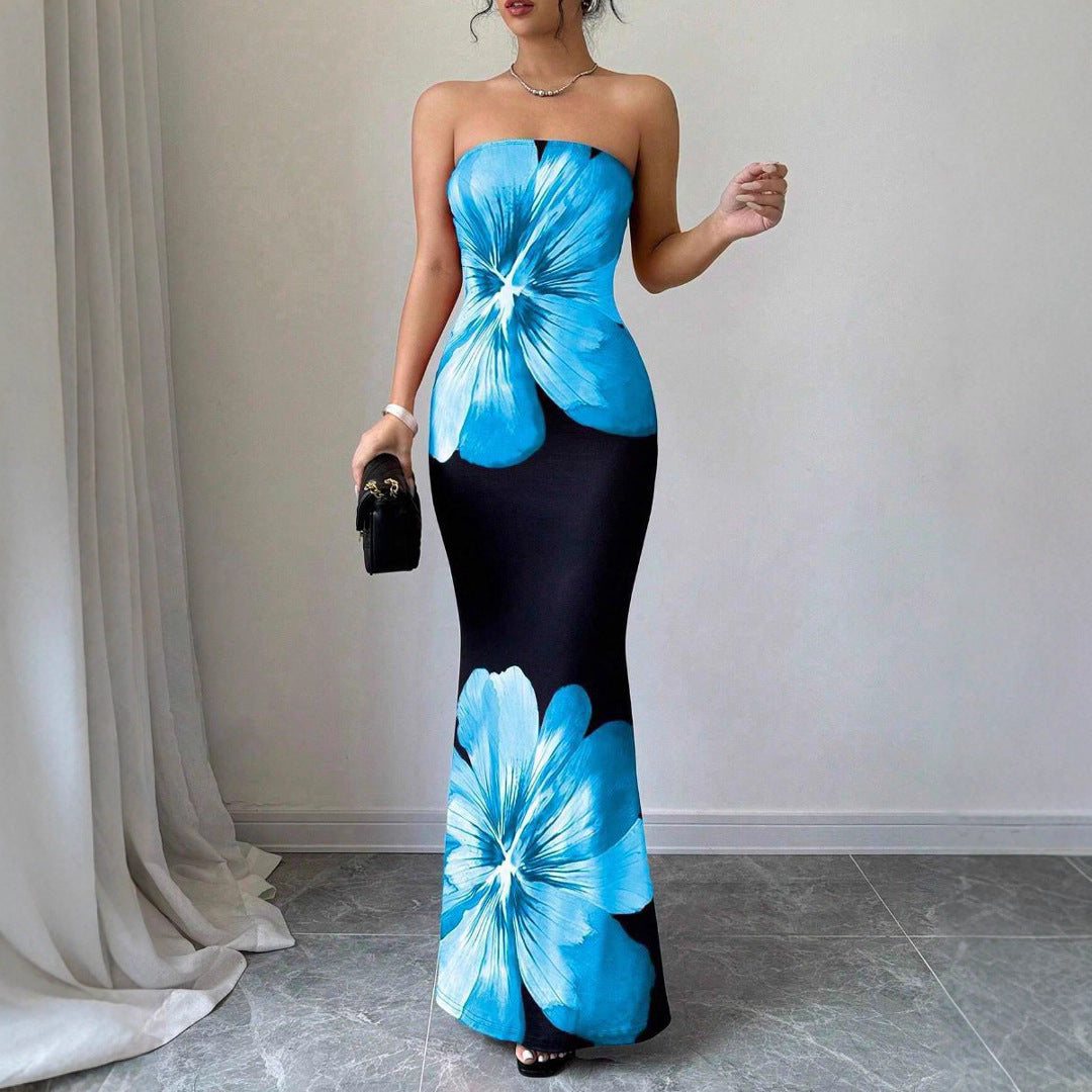 Dame Maxikjole med blomsterdesign Skjora