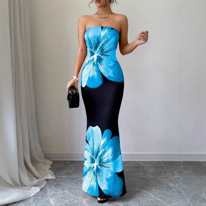 Dame Maxikjole med blomsterdesign Skjora