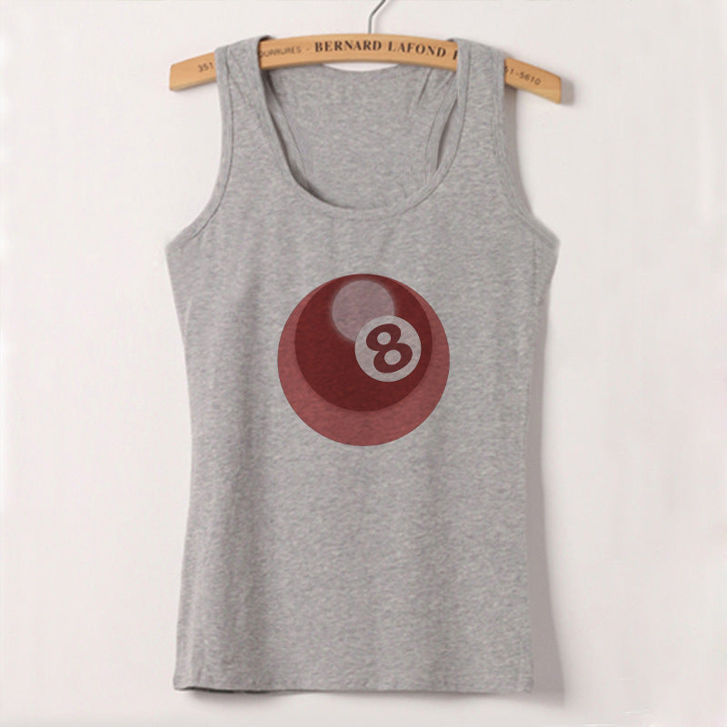Dame ermeløs tanktop med kreativt biljardmotiv Skjora