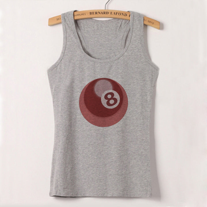Dame ermeløs tanktop med kreativt biljardmotiv Skjora