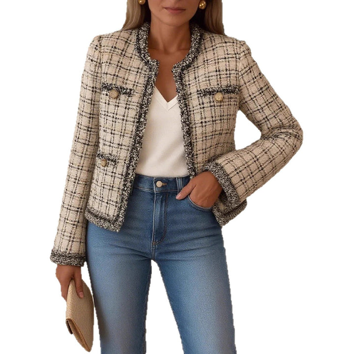 Dame Boucle Jakke med Elegante Knappe detaljer Skjora