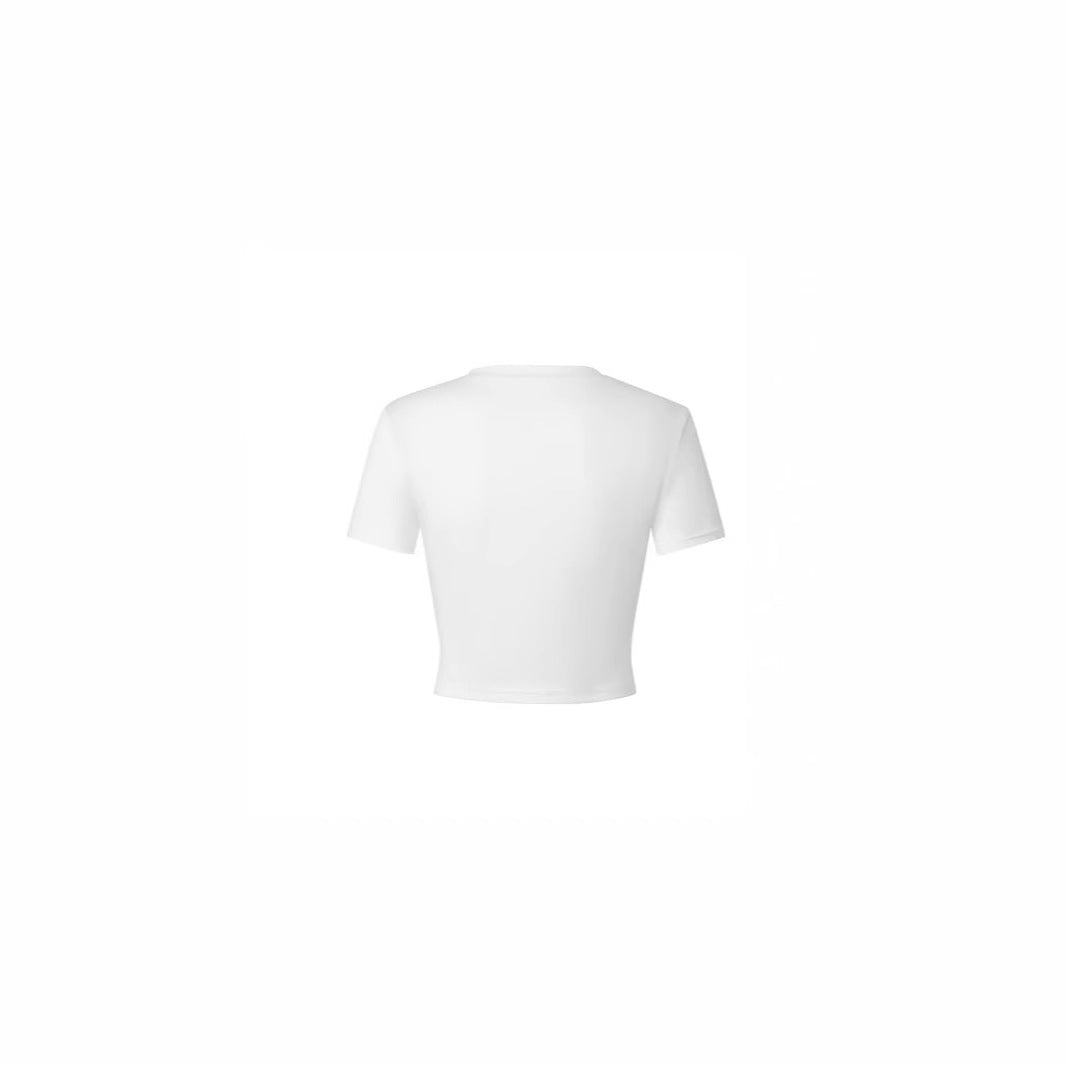 Dame Crop-T-skjorte med kreativ fritidsdesign Skjora
