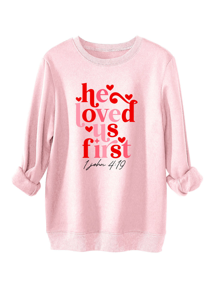Dame sweatshirt med vennlig slagord og avslappet snitt Skjora