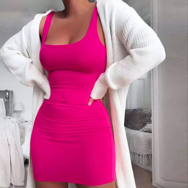 Dame Bodycon Minikjole med brede stropper og innsnevret silhuett Skjora