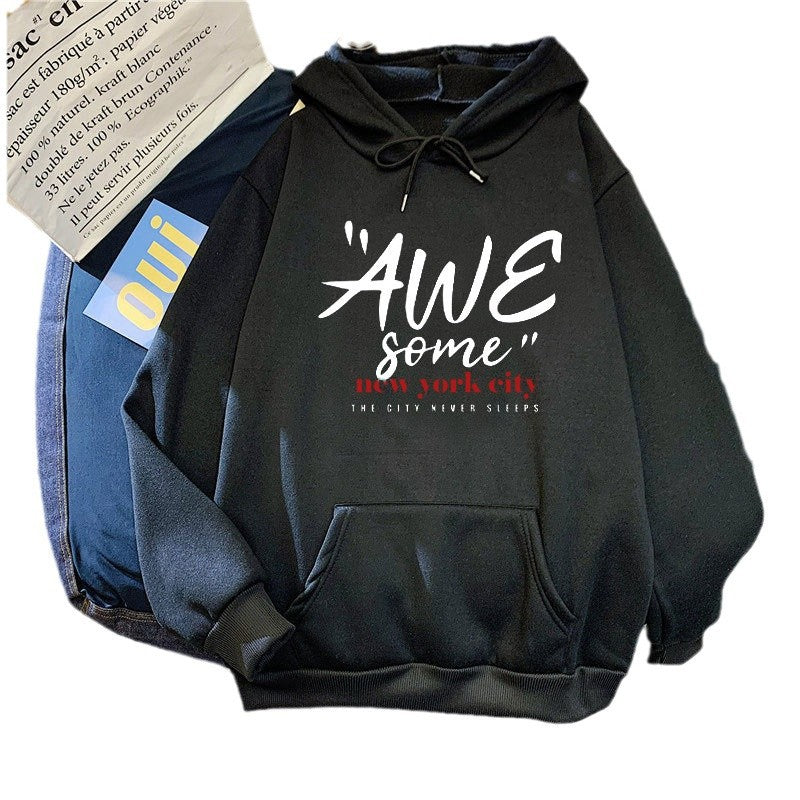Damen Kapuzenpullover mit stylischem New York Schriftzug Skjora