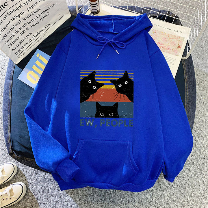 Damen Kapuzenpullover mit stylischem Katzenmotiv und inspirierendem Schriftzug Skjora