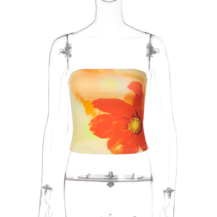 Dame blomstret bandeau topp Skjora